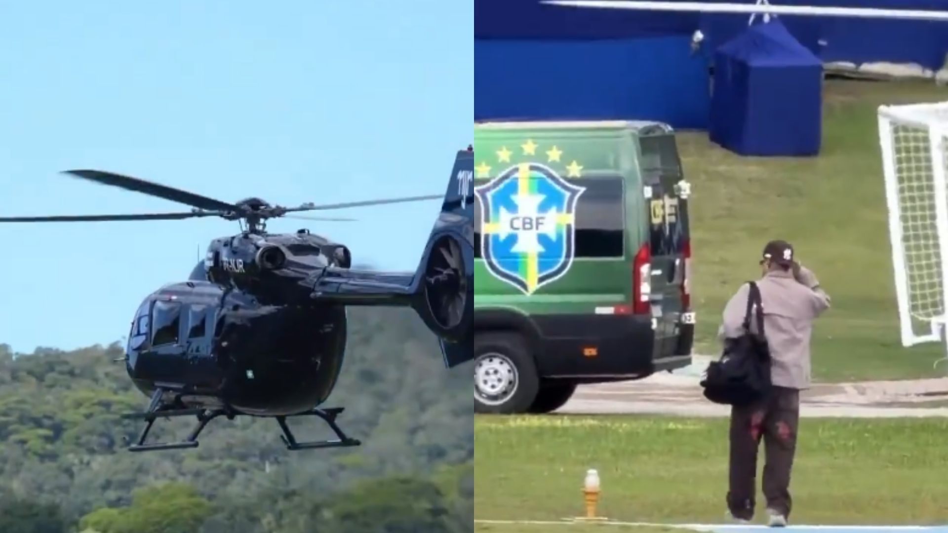 Camisa 10 chegou ao local em um helicóptero particular por volta das 11h40.
