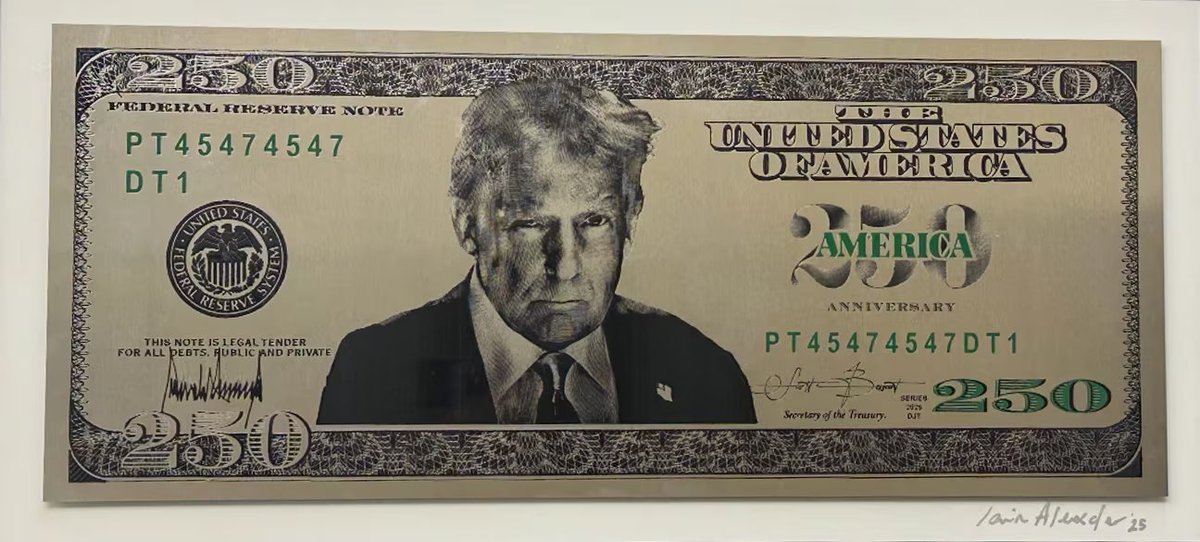 Cédula de US$ 250 estampada com o rosto do republicano.