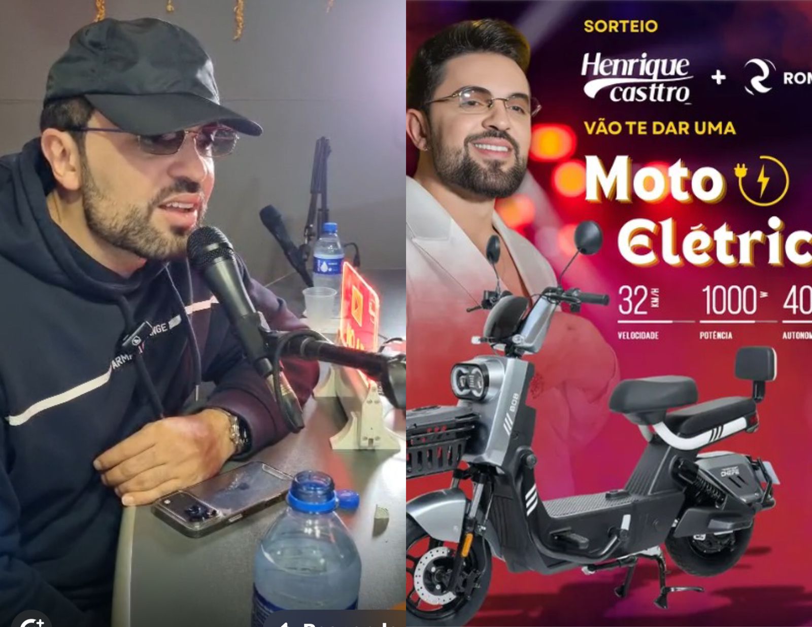 A rádio Roma FM e o cantor Henrique Casttro sortearam neste sábado (30) uma moto elétrica 0 km. 