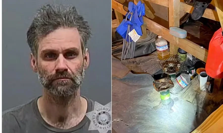Moradores não sabiam que dividiam o imóvel com um estranho; estrutura improvisada tinha cozinha, iluminação e área de lazer.