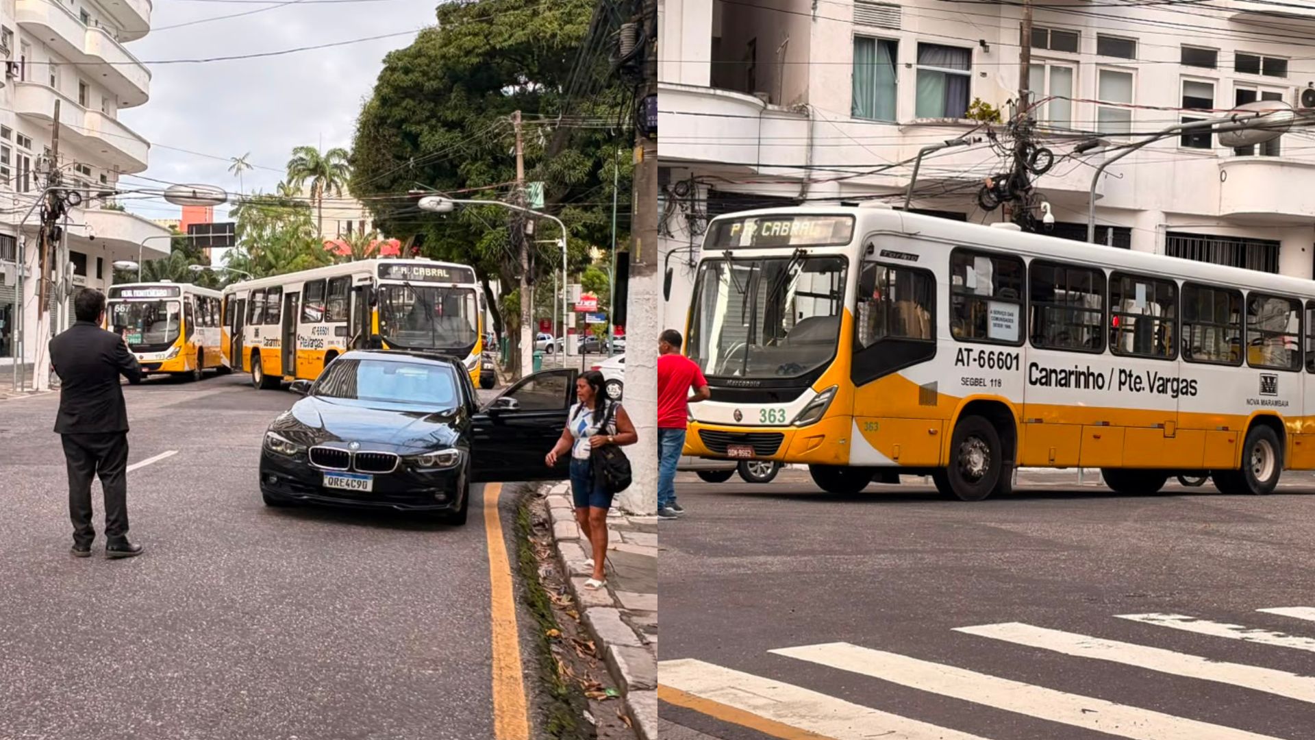 Imagem - Batida entre ônibus e carro de passeio deixa trânsito lento no centro de Belém