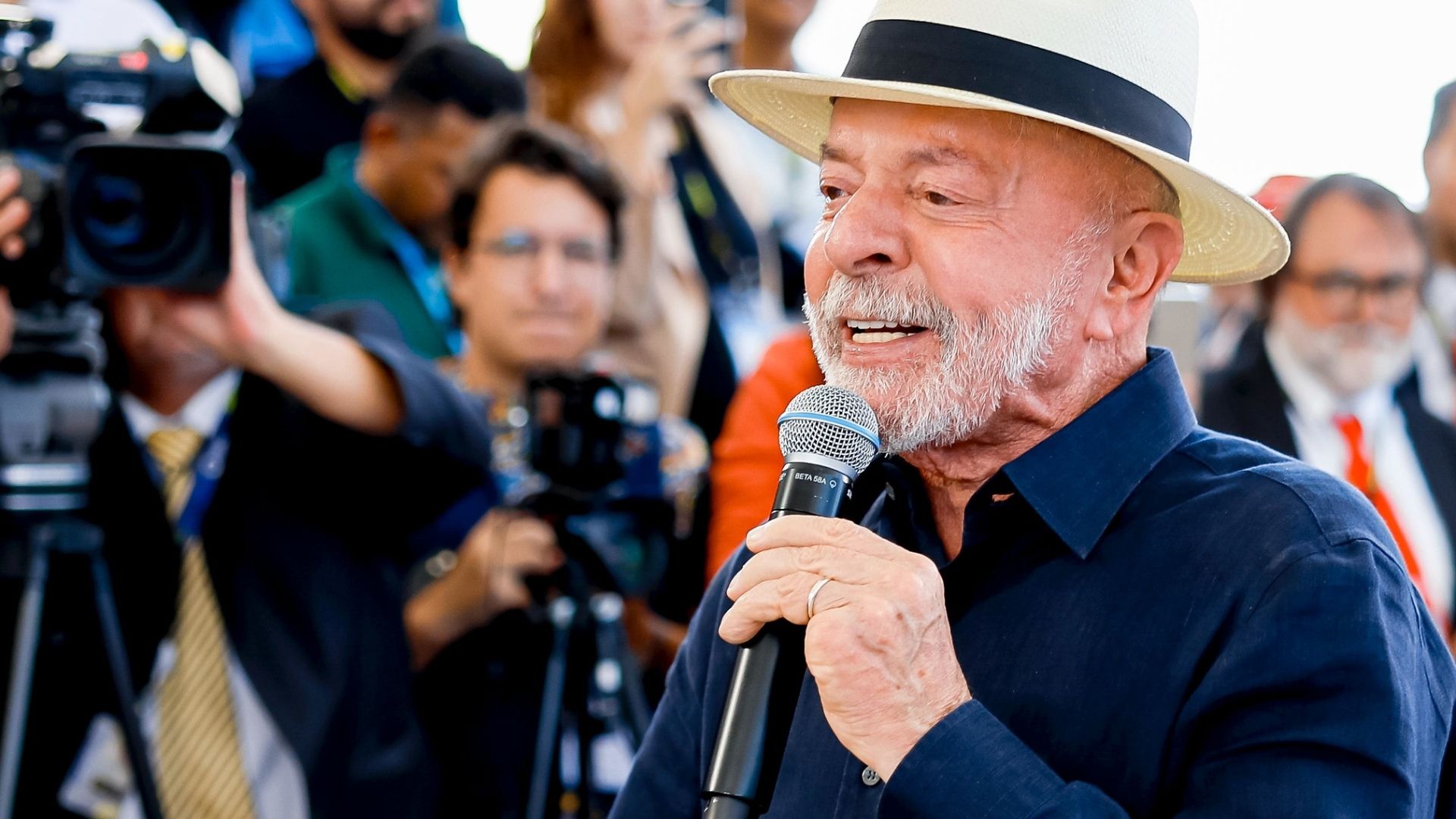 Presidente da República, Luiz Inácio Lula da Silva, durante Anúncio à imprensa sobre a inauguração do Instituto Federal Goiano – Campus Catalão, em Catalão - GO.