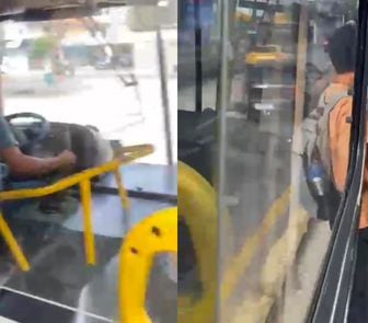 Imagem - Jovem se arrisca ao ficar pendurado em ônibus em movimento em Belém