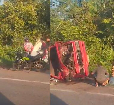 Imagem - Veículo com carga de peixe se envolve em acidente na BR-316 e deixa ferido