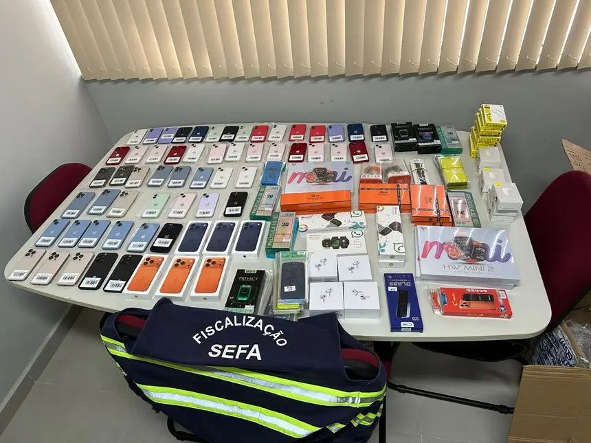 Equipamento apreendidos durante a fiscalização.