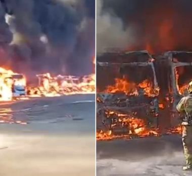 Imagem - Incêndio destrói 27 ônibus em garagem no bairro Dom Cabral, em Belo Horizonte