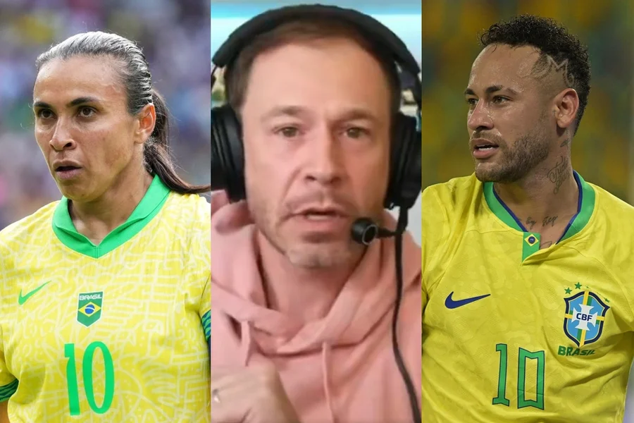 Apresentador foi acusado por internautas de tratar Marta e Neymar de forma diferente após vídeo com declarações sobre os dois atletas viralizar nas redes sociais