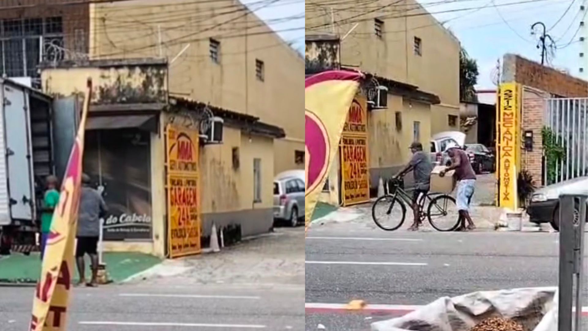 Trio furta mercadoria de caminhão de entregas em plena luz do dia, em Belém