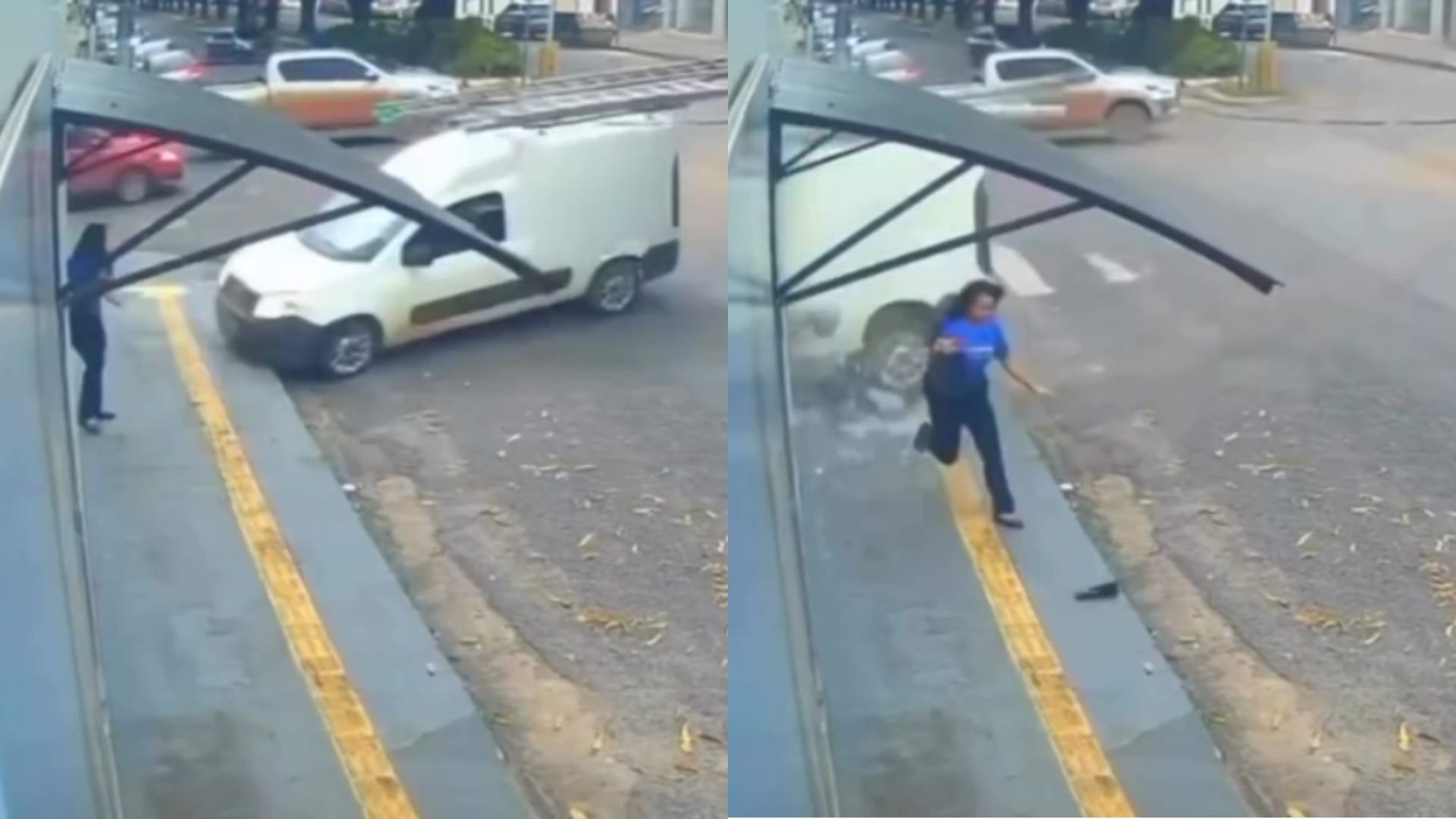 Imagem - Mulher escapa por segundos de van de carga que invadiu loja em Santarém