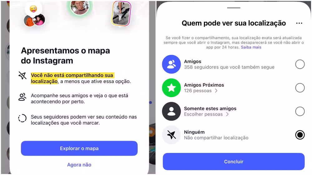 Instagram liberou por engano para usuários brasileiros, nesta quarta-feira (10), o recurso "Mapa do Instagram".