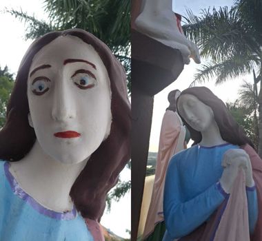 Imagem - Pintura que 'desfigurou' estátuas sacras em Minas Gerais é apagada após virar piada na internet; veja as fotos
