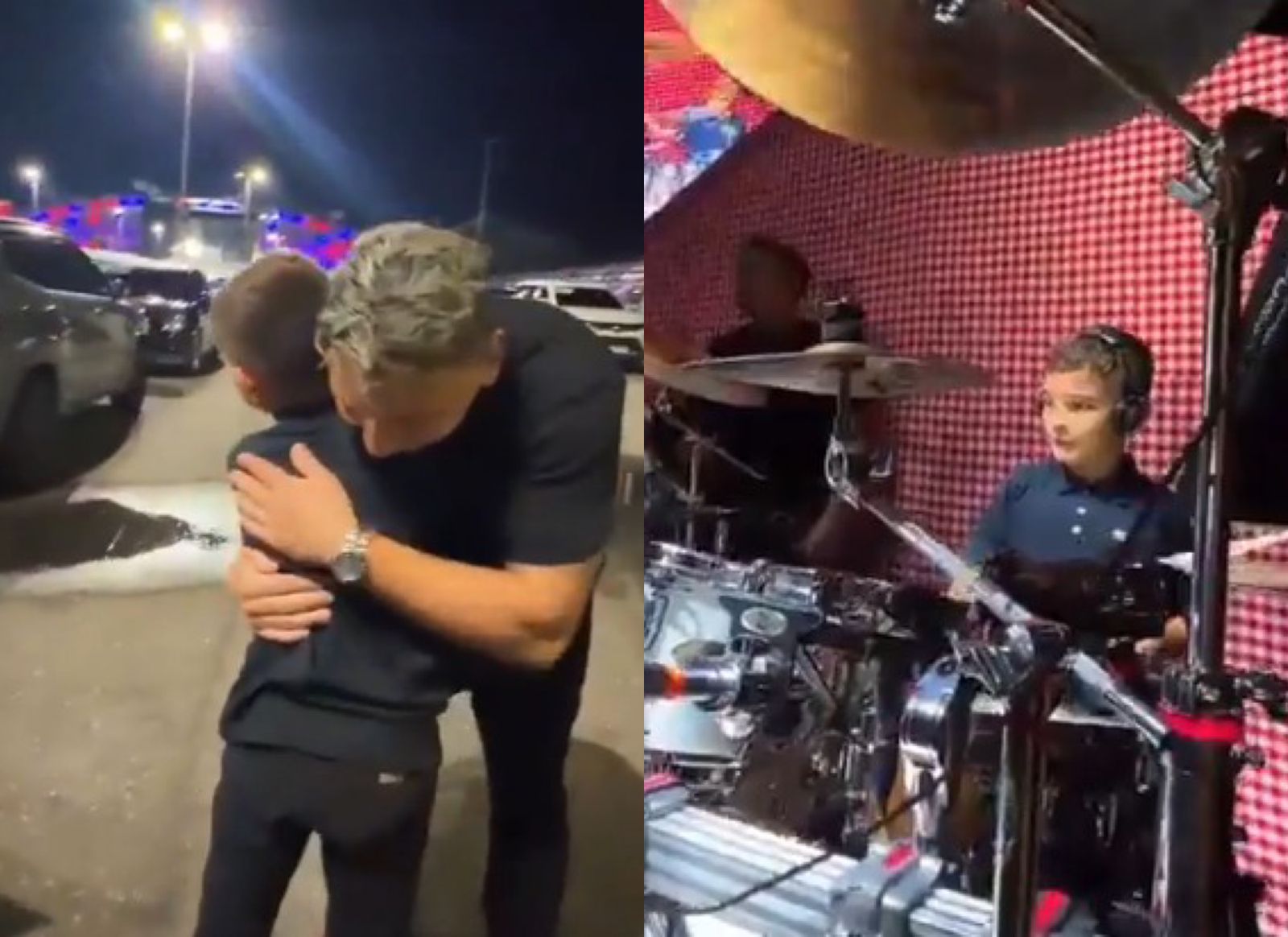 Baterista mirim realiza sonho de conhecer baterista do Wesley Safadão
