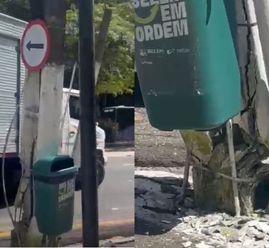 Imagem - Ônibus atinge poste e deixa estrutura comprometida na Almirante Barroso