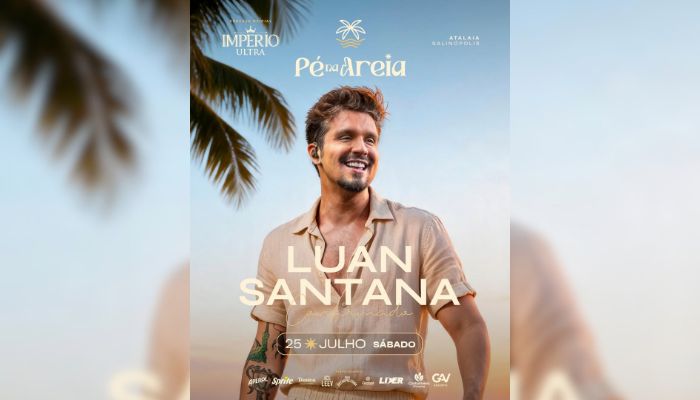 Com show especial, Luan Santana se apresenta em Salinas no festival Pé na Areia 2026; saiba data