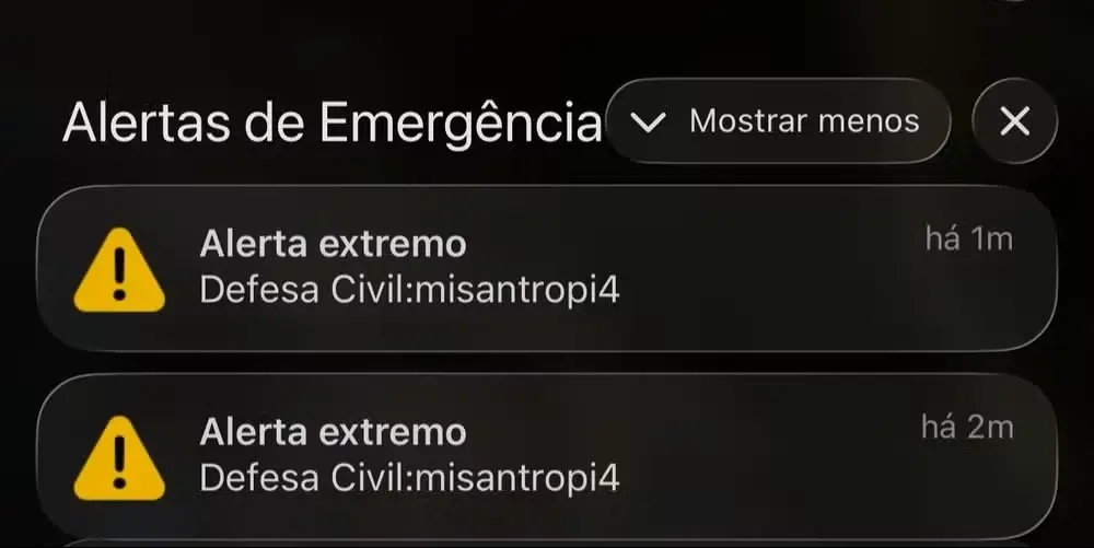 Alerta da defesa civil: palavra enigmática, sem qualquer sentido.