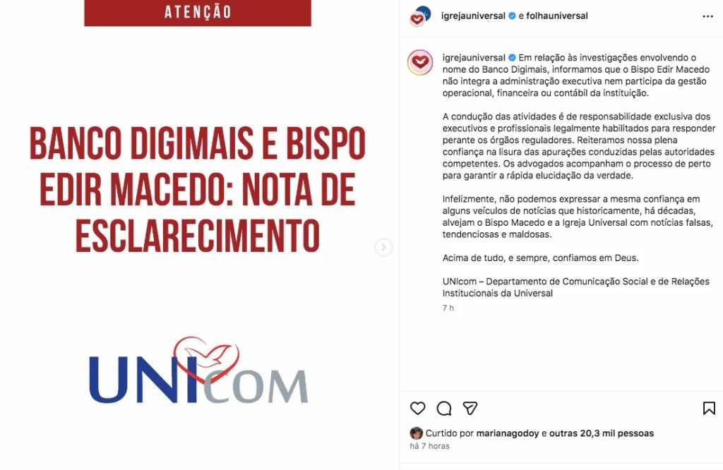 A Justiça autorizou o bloqueio de cerca de R$ 670 milhões de investigados no caso, entre eles o nome do líder religioso Edir Macedo, apontado como dono do banco