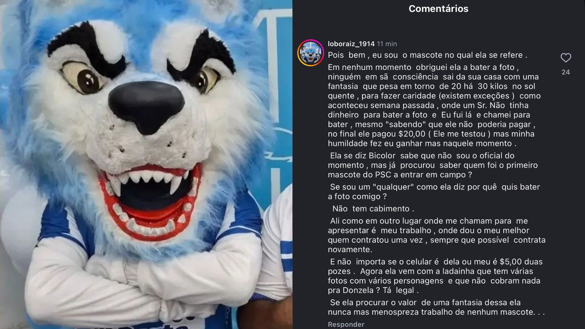 Imagem - 'Mascote' do Paysandu deixa resposta afiada para torcedora que reclamou de taxa de R$ 5