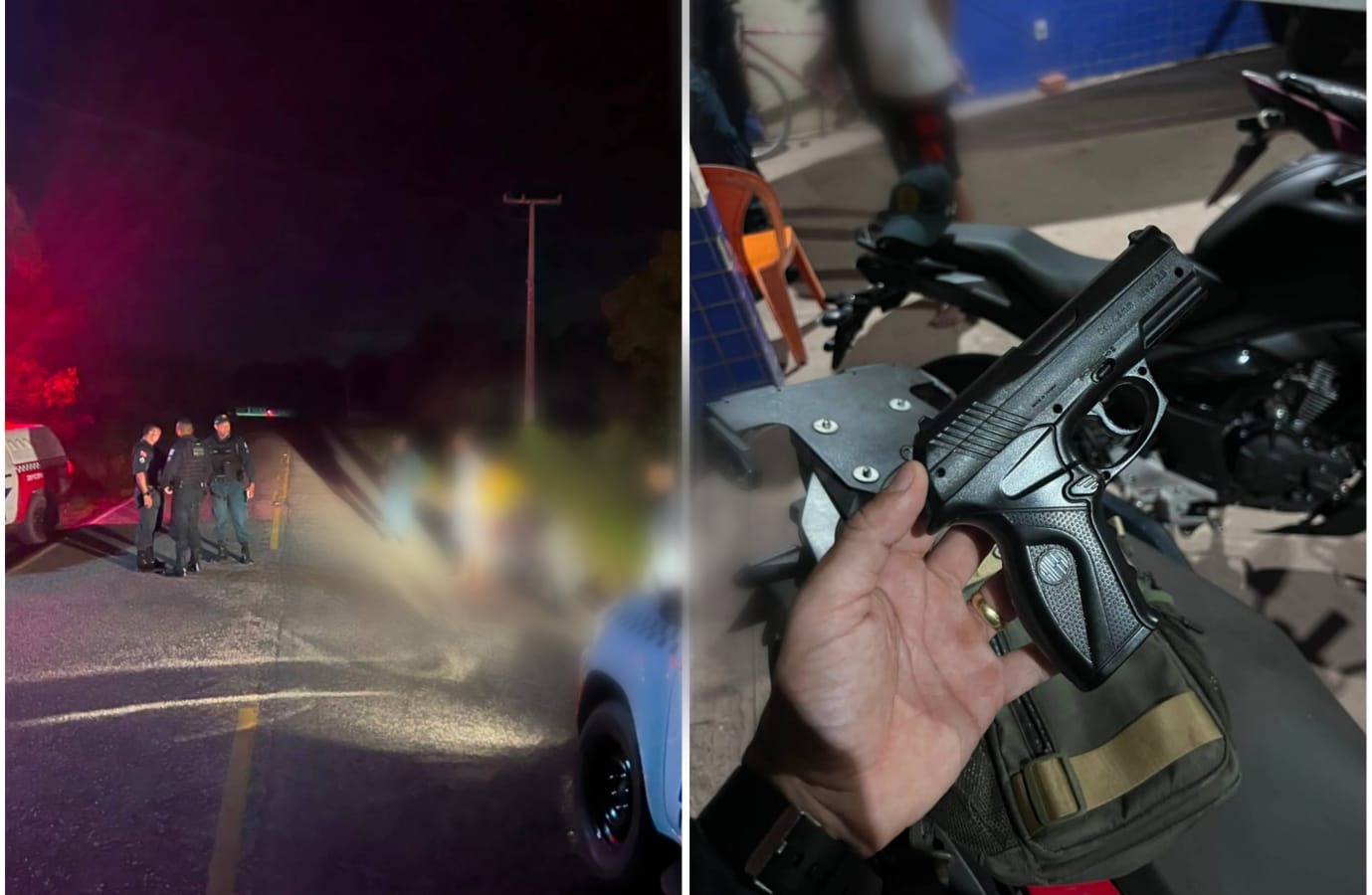 Suspeito admitiu não fazer parte das Forças Armadas e foi encaminhado à delegacia junto com outro homem que estava na motocicleta