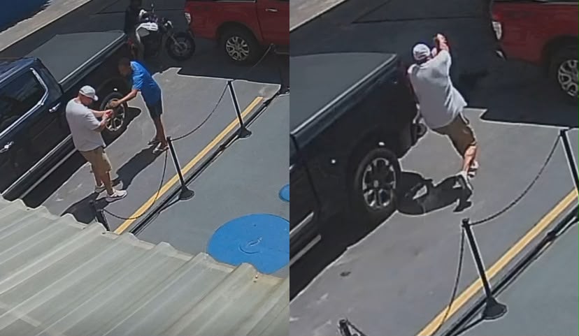 As imagens registram toda a sequência da ação, desde a abordagem até a reação da vítima