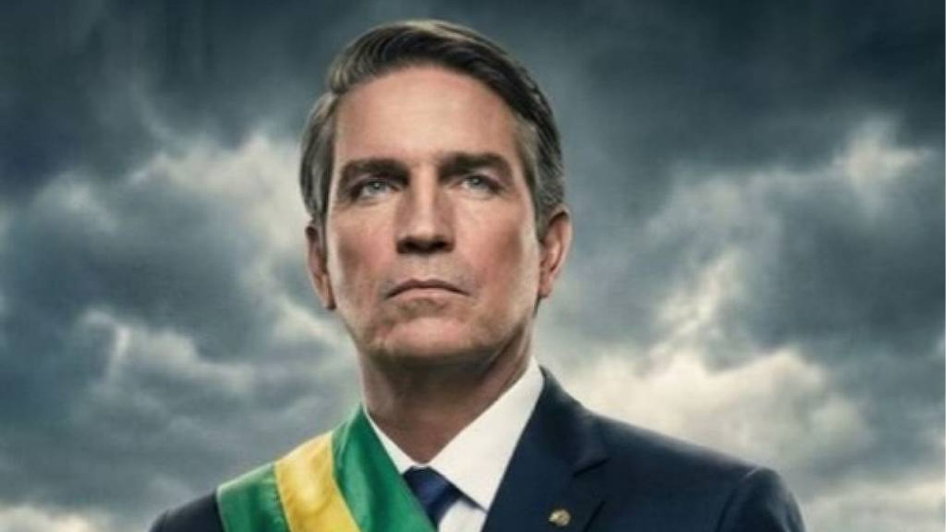 Jim Caviezel no pôster do filme 'Dark Horse', sobre a trajetória de Jair Bolsonaro.