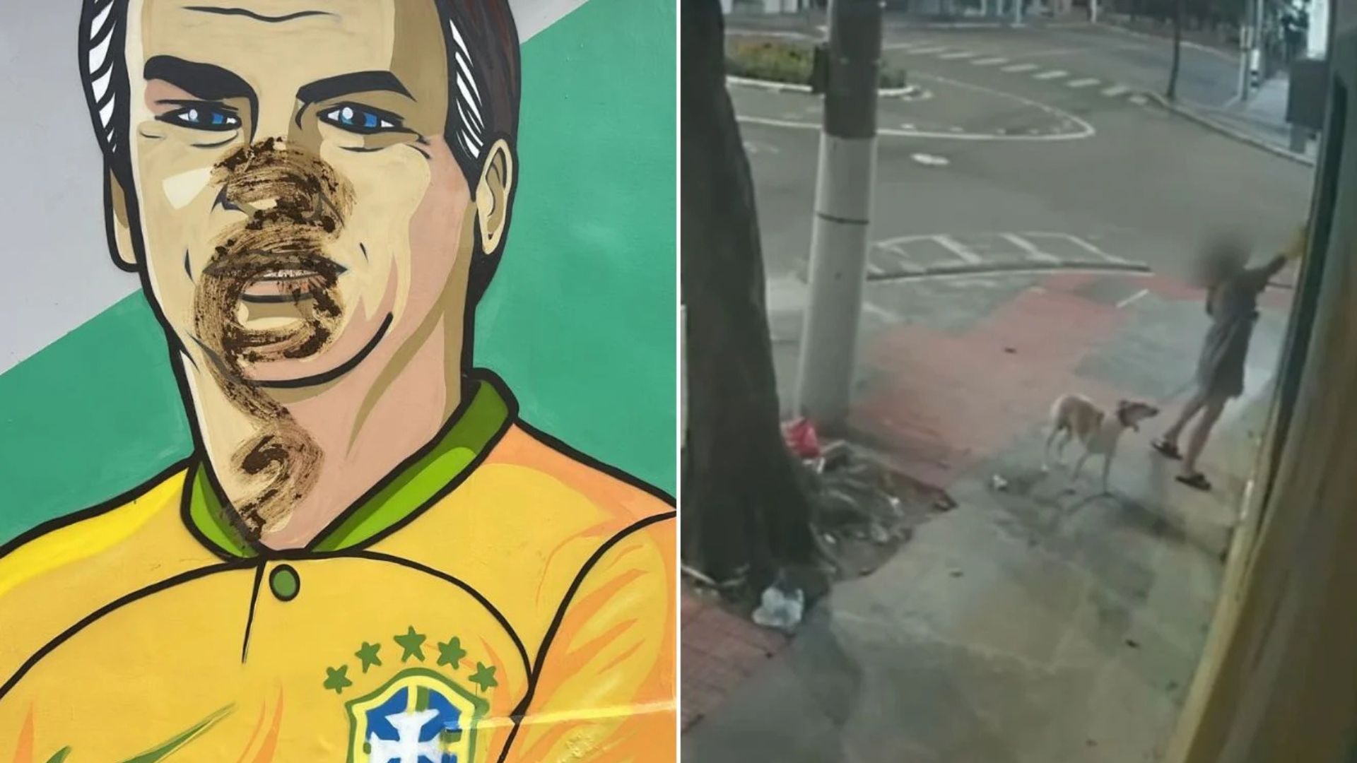 Mulher é flagrada usando fezes de cão para vandalizar mural de Bolsonaro em Vitória