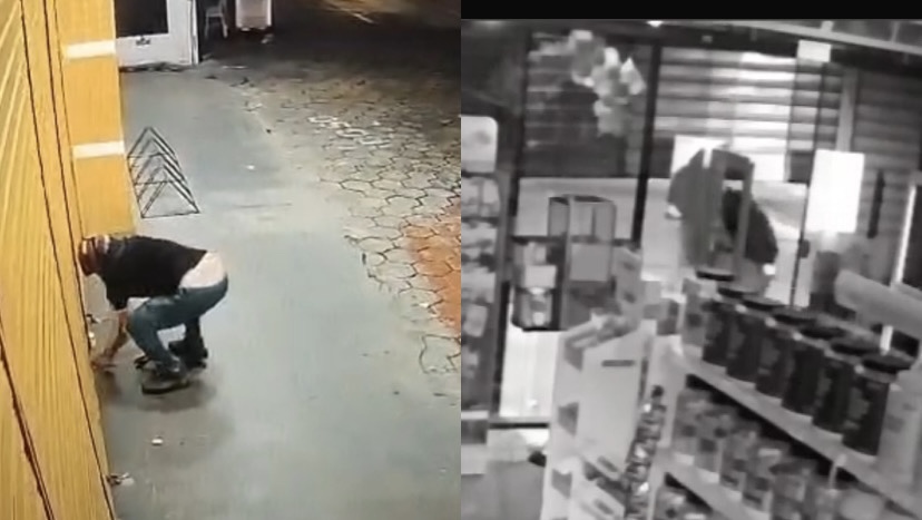 Após o arrombamento, os suspeitos permaneceram no local por apenas alguns minutos