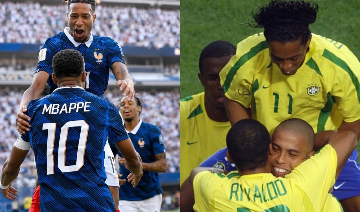 Trio de ataque da França e trio de ataque do Brasil em 2002 - 