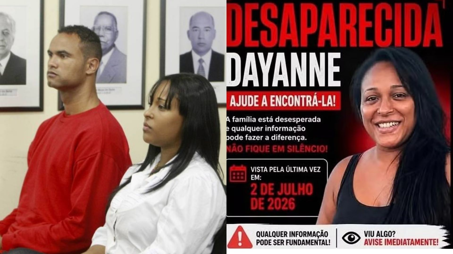 Dayanne Rodrigues do Carmo Souza, ex-mulher do goleiro Bruno Fernandes, está desaparecida desde a última quinta-feira (2).