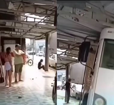 Imagem - Caminhão perde o controle, invade calçada e destrói fachada de panificadora em Belém