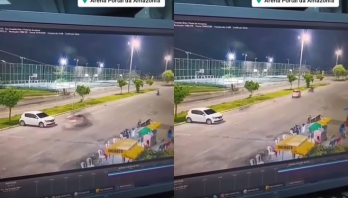 (Carro capota após colisão com motocicleta no Portal da Amazônia, em Belém)
