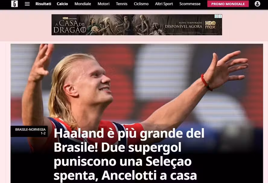Imagem - Imprensa internacional destaca eliminação do Brasil e exalta atuação de Haaland na Copa do Mundo