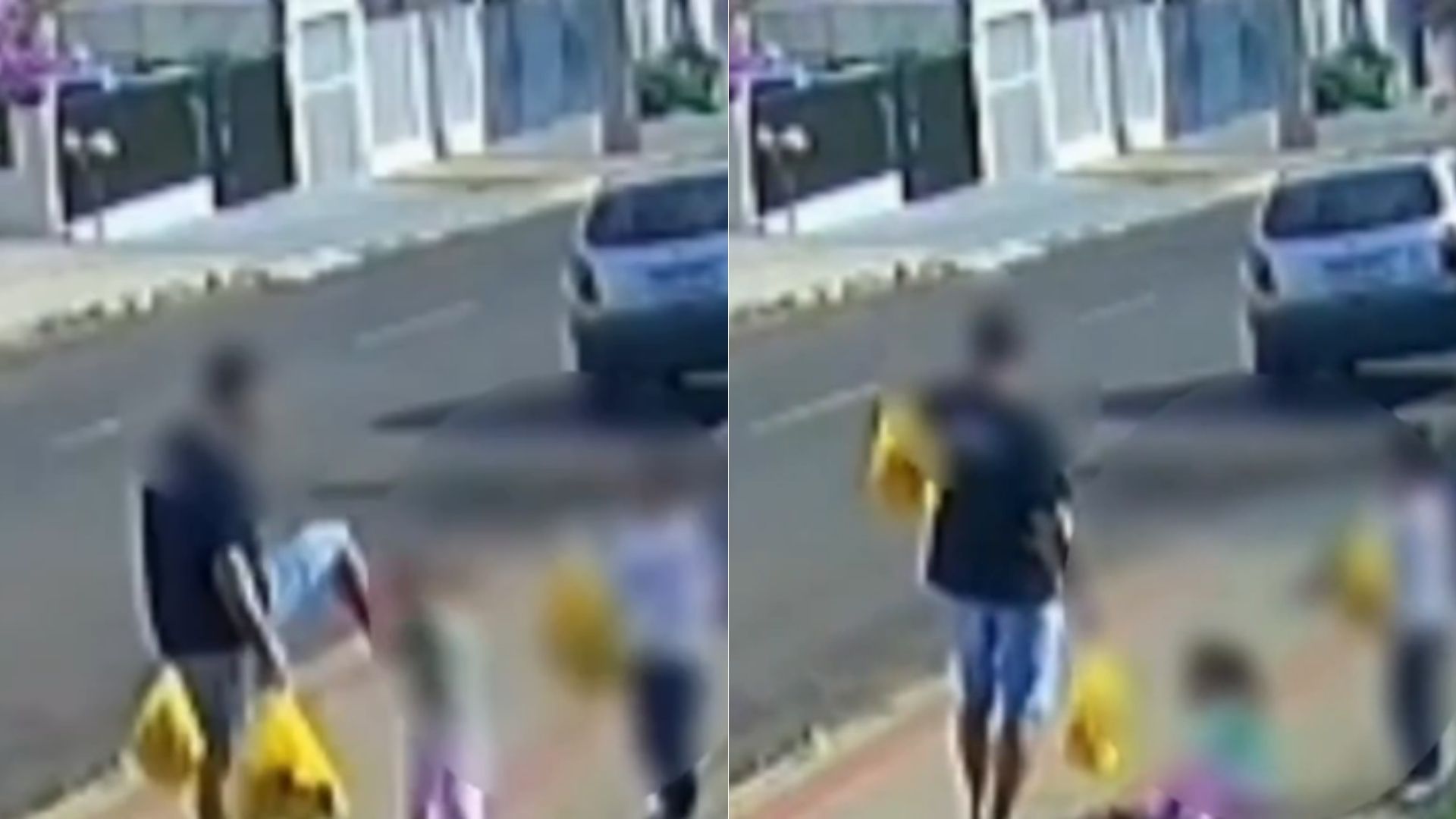 Câmera de segurança registrou o momento em que um pai desferiu um chute no rosto da própria filha, de apenas três anos.