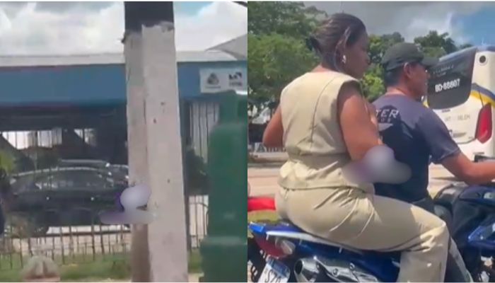 Casal é flagrado sem capacete na Avenida Augusto Montenegro, em frente ao Detran, em Belém