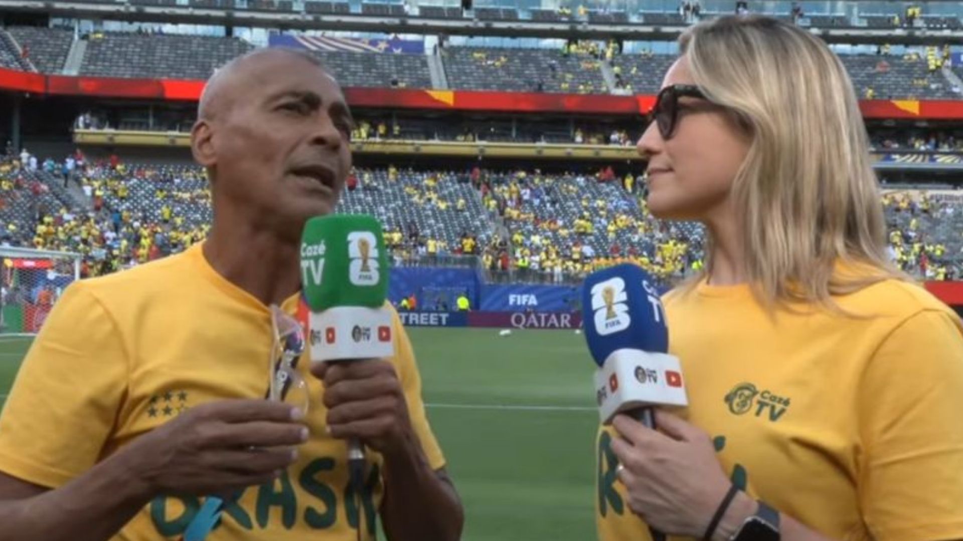 Senador Romário (PL-RJ), que atua como comentarista na Copa de 2026 pela CazéTV.