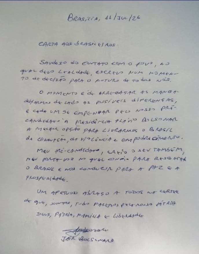 Carta de Bolsonaro aos brasileiros 