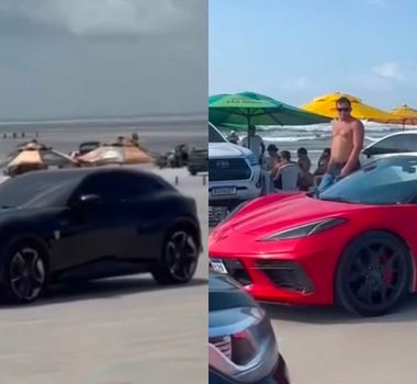 Imagem - Milionários em Salinas: carros de luxo chamam atenção em praia e viralizam nas redes sociais