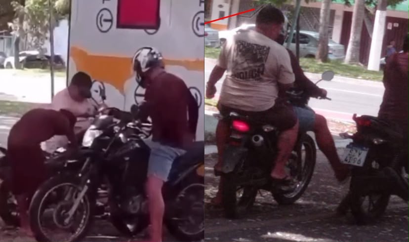 Imagens do suspeito cometendo furtos de motocicletas.