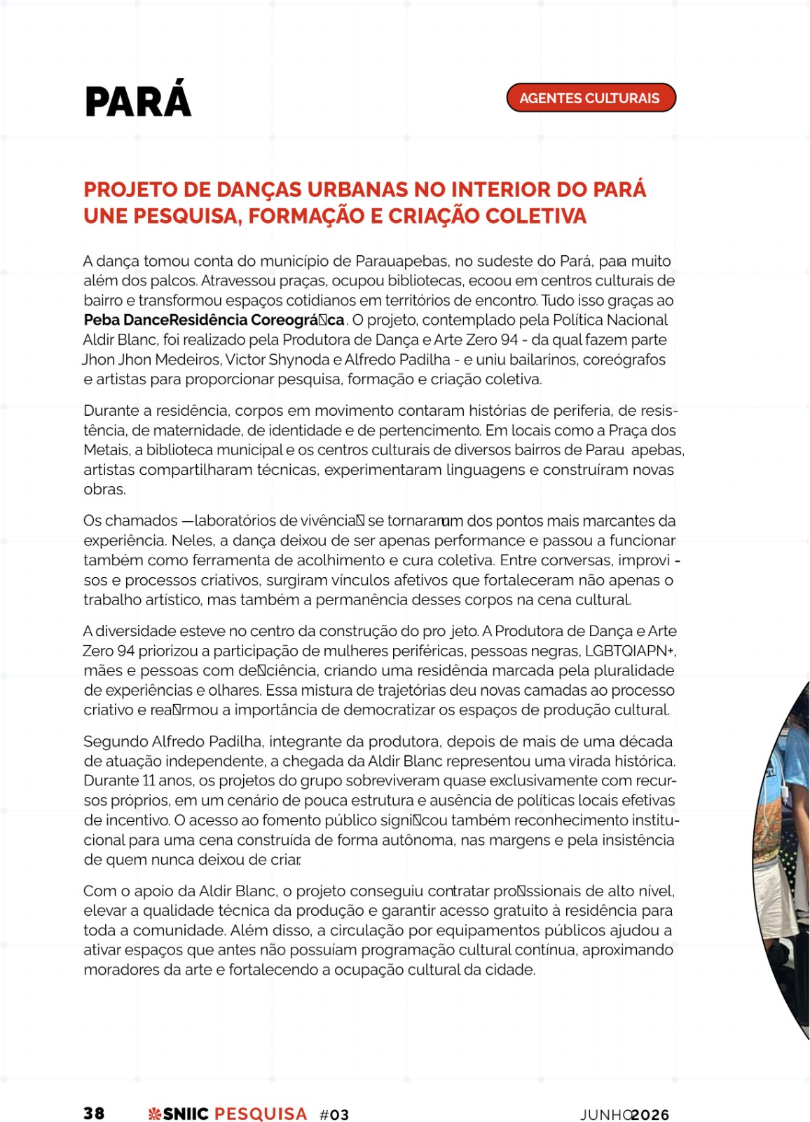 Publicação do Ministério da Cultura sobre o projeto de dança - 