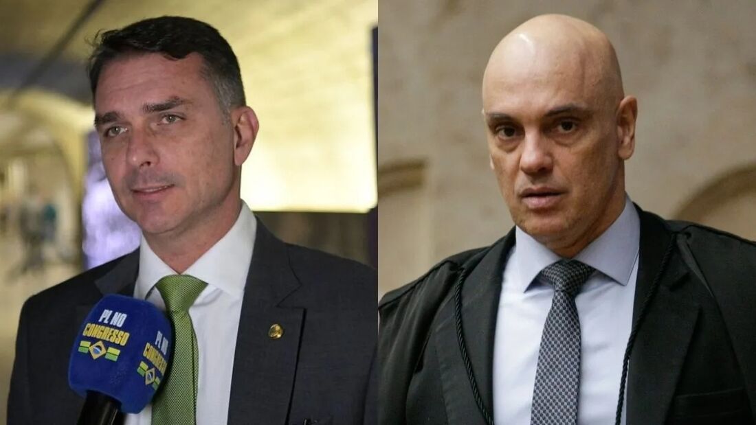 (Senador Flávio Bolsonaro e o ministro do STF, Alexandre de Moraes)