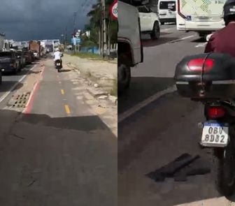 Imagem - Ciclista flagra motociclistas desrespeitando a ciclovia na BR-316