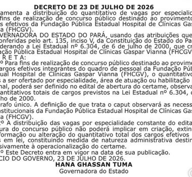 Imagem - Governo do Pará publica decreto e dá novo passo para concurso do Hospital das Clínicas