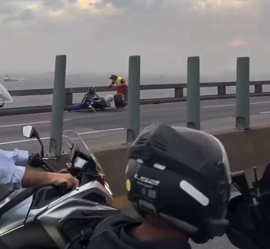 Imagem - Video: Ventania derruba motociclistas e causa momentos de tensão na Ponte Rio-Niterói