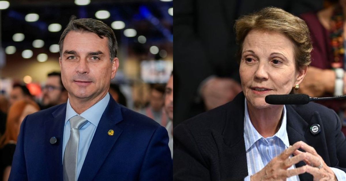 Senador e candidato do PL à Presidência da República, Flávio Bolsonaro e senadora Tereza Cristina (PP-MS).