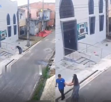 Imagem - Vídeo: mulher em surto atira pedras em igreja e ataca moradores no bairro da Sacramenta