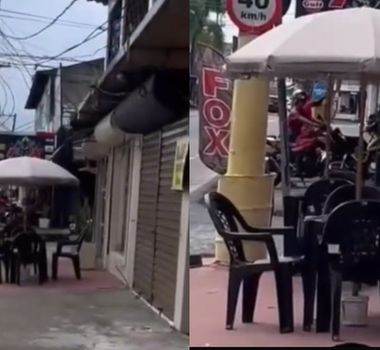 Imagem - Cafeteria ocupa calçada e impede passagem de pedestres em Ananindeua
