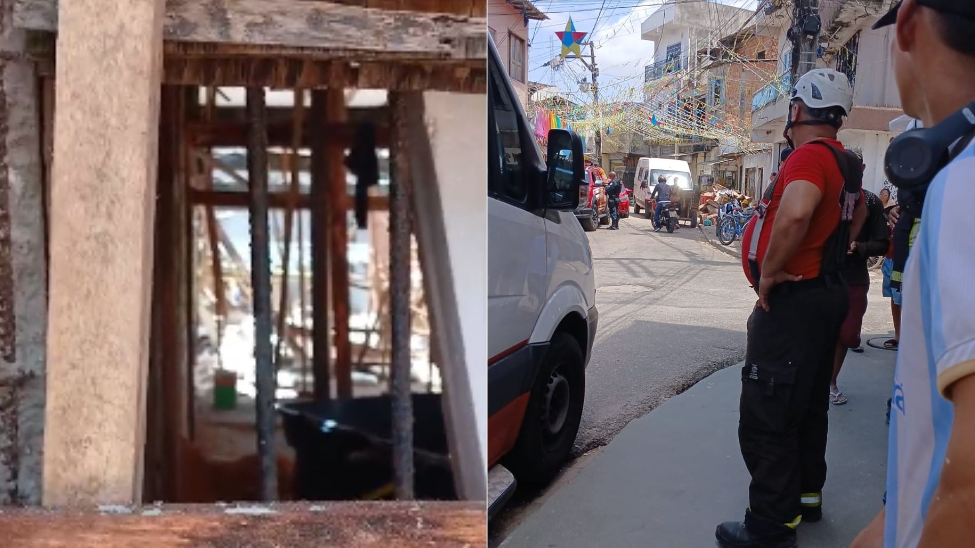 Laje de uma resistência caiu sobre trabalhadores na Passagem Caraparu, no bairro do Guamá, em Belém.