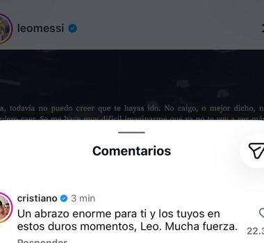 Imagem - Cristiano Ronaldo envia mensagem de apoio a Messi após morte do pai; Veja
