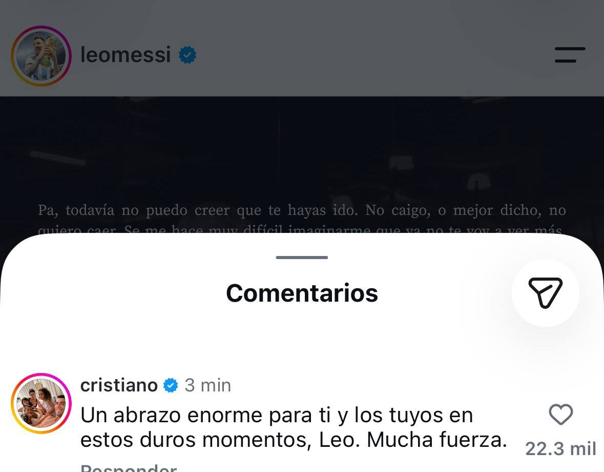 Mensagem de apoio de Cristiano a Messi -