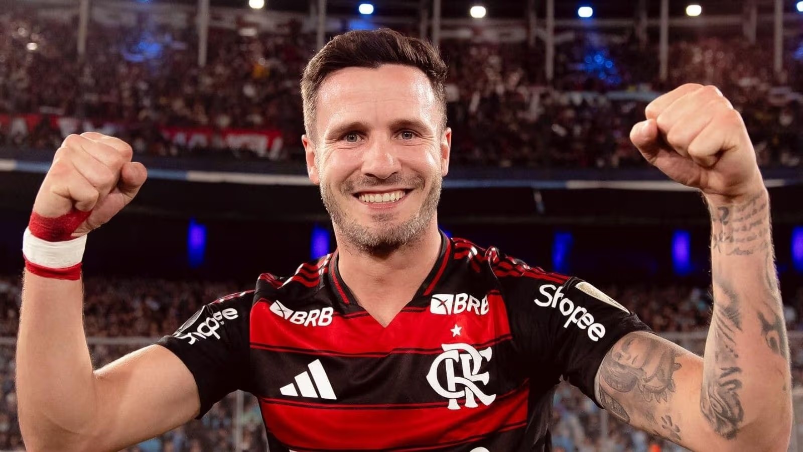 Saúl comemorando a classificação do Flamengo a final da Libertadores de 2025 -
