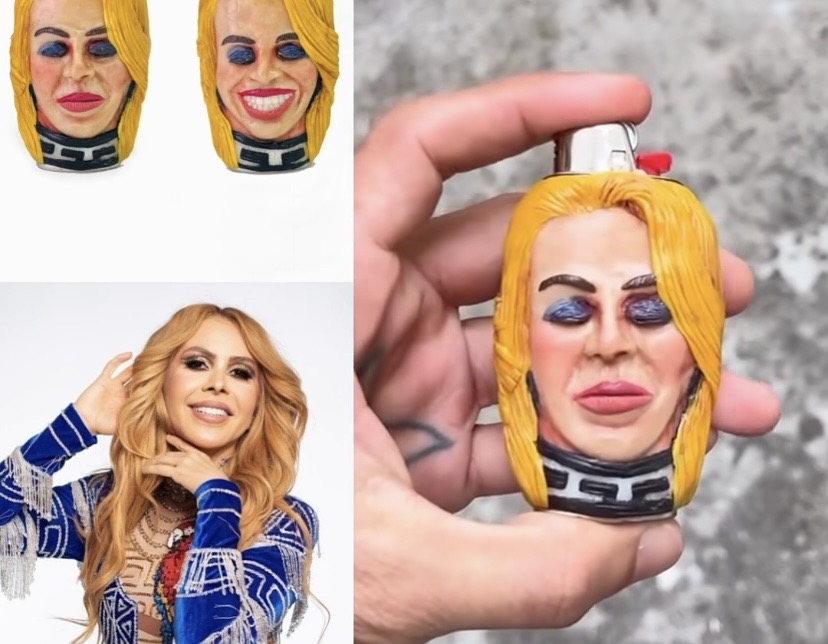 A artista foi transformada em uma miniatura que também funciona como capa para um isqueiro BIC Maxi.

